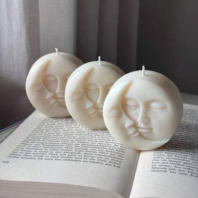 DIY蜡烛模具、日月脸蜡烛、香薰蜡烛、石膏蜡烛、树脂浇铸模具、家居装饰配件、硅胶模具