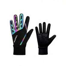 Motorcycle Gloves - Outdoor Sports, Featuring Glow-In-The-Dark Laser Reflective Design, Windproof & Waterproof, Thermal Lined For Warmth, Cycling Gloves, Universal Style - Black - View 7