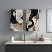 MEMNUN 2pcs Modern Fashionable Bohemian Khaki Black Color Block Abstract Geometric Printed Kitchen Towels, 15.75*23.62in(40*60cm) Super Soft Absorbent Microfiber Modern Kitchen Towels, Dish Towels, Hand Towels, Dish Cloths, Home Decor, Kitchen Decor, Cleaning Supplies, Suitable For Restaurant, Kitchen, Bathroom, Holiday Decoration And Gifts, All Season - Multicolor - View 10