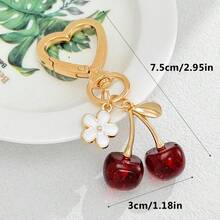 1 chiếc móc khóa hình quả anh đào 3D bóng bẩy, thời trang, unisex, dùng trang trí túi xách, ví, phụ kiện chìa khóa phong cách Y2K. - Nhiều màu - Xem 2