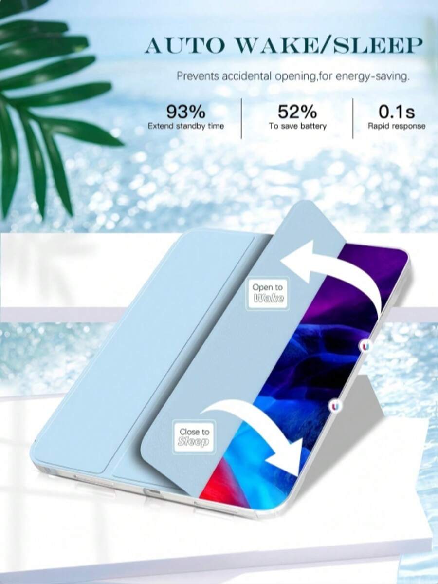 TenYide Funda protectora plegable de 3 pliegues, carcasa suave de TPU transparente, funda minimalista/casual/con tapa compatible con iPad Mini4/5/Mini6/Mini7/9.7/10.2/10.5/10.9/10th Gen/11-Inch/12.9-Inch/Air 11-In.(M2)-2024/Air 13-In.(M2)-2024/Pro13-In.(M4)-2024/Pro 11-In.(M4)-2024/IPad Air 13(M3 2025)/IPad Air 11-Inch (M3) 2025/IPad (A16) 11 Inch 11th Generation 2025 - Celeste - Ver 1