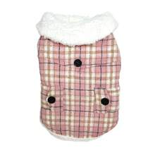 1pc Padded Pet Plaid Jacket With Adjustable Hook And Loop Design On Chest And Waist, Suitable For Various Cat And Dog Body Types, Autumn/Winter - Pink - View 8