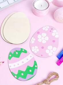 20个DIY木质镂空雕刻复活节彩蛋吊坠，包含20种图案和20根绳子，复活节家居派对装饰，绘画礼物，春节装饰，礼品包装标签，餐厅/酒店/卧室/客厅装饰 - 杏色 - 查看 3