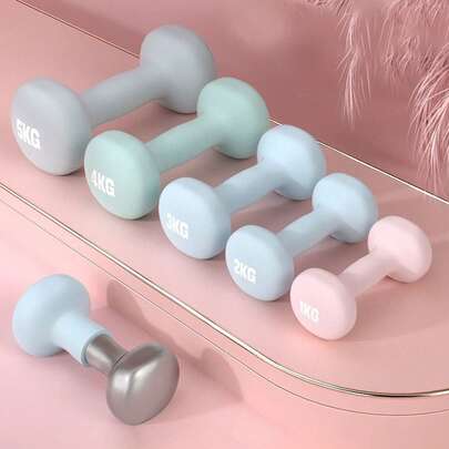 一套哑光塑料哑铃，适合力量训练和瑜伽，铸铁材质，男女通用，居家和健身房的理想之选，防滑手柄，轻便易携，增强肌肉力量，多种尺寸可选，是体操运动员、圣诞节、新年、情人节、开学季的完美礼物