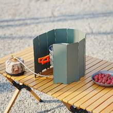 1 st vindskydd i metall för campingkök, 10-faldigt hopfällbart fyrkantigt flamskydd, modulär design lämplig för spisar och eldstäder, robust vindtålig struktur, perfekt för matlagning och uppvärmning utomhus, bärbar eldstadstillbehör, förstärkt design, trädgårdsgrill - Multifärgad - Visa 5