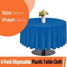 Royal Blue 6 Pack Plastic Table Cloth 84\, Disposable Round Tablecloth Table Cover, Plastic Tablecloths For Parties,Round,RoyalBlue - 皇家藍 - 查看 3
