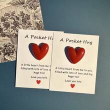 1/3/5套树脂口袋拥抱爱心贺卡，浪漫迷你爱情信物，附赠鼓励卡片，作为感恩礼物送给家人朋友，情人节、家庭聚会、生日等场合的完美之选 - 彩色 - 查看 6