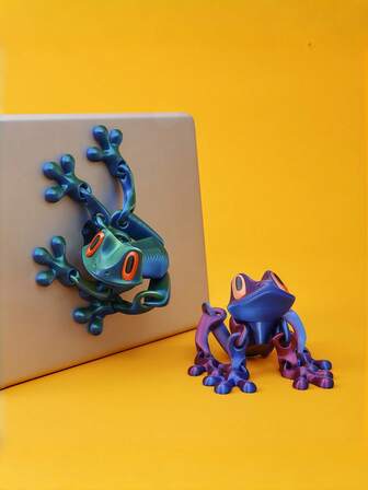 1pc 3D Realistic Frog Figurine, Movable Joints, Desktop Decor, Gift Collection (Slight Color Difference For Some Colors)