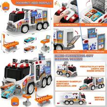 Hony Play Ambulance Toy Vehicle Toddler Truck Toys With Effect Sound Includes CT Equipment Stretcher Trolley 2pcs Ejecting Race Cars Birthday Gifts For 3 4 5 6 7 8 Years Old Boys GirlsNot Only Can It Bring Enjoyment, But It Also Has Educational Value. - Multicolor - View 1
