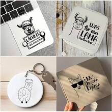 4张德国羊驼主题UV转印贴纸 - 适用于DIY工艺品、马克杯、笔记本电脑和水瓶，自粘塑料贴纸，DIY马克杯装饰，笔记本电脑贴纸，节日装饰，喜庆设计，高品质印刷，耐用贴纸