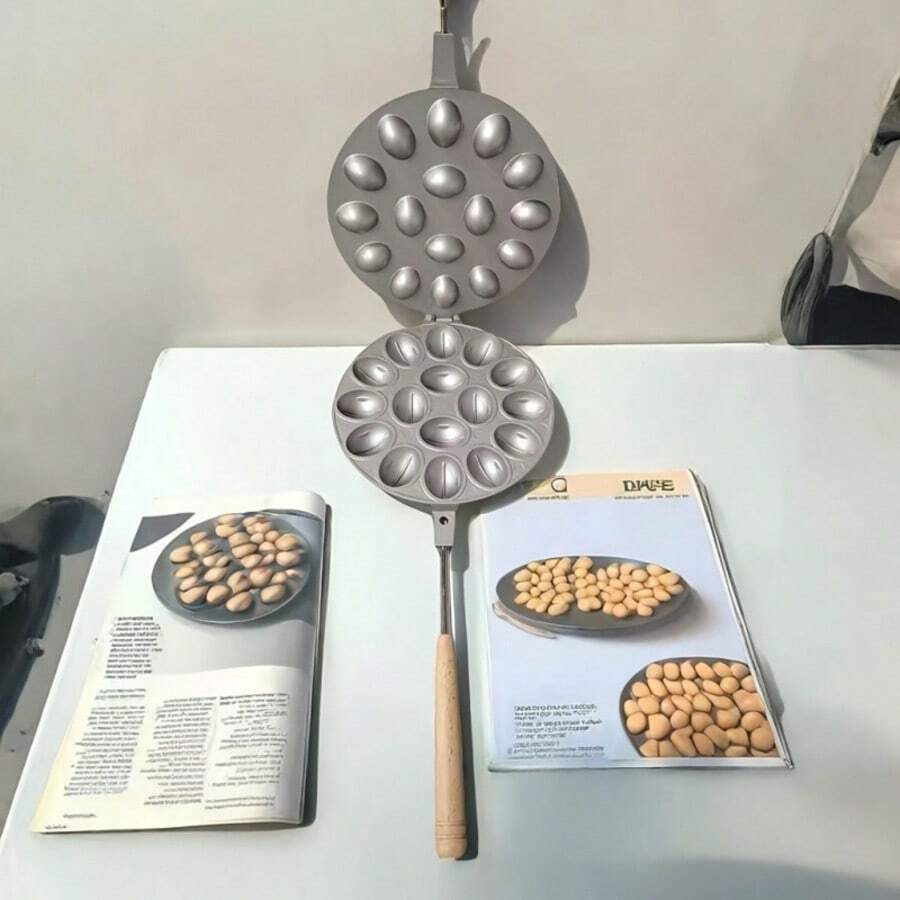 قطعة واحدة قالب خبز بيضاوي، مناسب لموقد الغاز، صينية خبز كعكة الجوز/الوافل/تارت البيض، أداة مطبخ مسطحة للخبز، مقلاة - فضي - مشاهدة 1