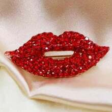 1pc European & American Style Classic Fashion Popular Sexy Red Lip Brooch, Fully Inlaid Luxury Clothing Adornment Oil Drop Brooch Pin For Women, Anti-Exposure - Nhiều màu - Xem 1