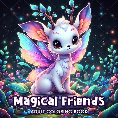魔法朋友涂色书，成人减压，大胆简约的DIY艺术，自绘，儿童教育涂鸦书，升级加厚纸张，24页，成人涂色书，礼物，大胆简约，极简大图设计，放松身心，涂色书，圣诞节，万圣节，生日，儿童节礼物，学生用品，返校用品，学校用品【手绘必备】