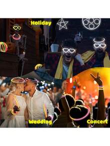 5pcs/Pack Heart-Shaped Glow Glasses, Fluorescent Glasses, Neon Glasses, Glow Stick Glasses, Adult Glow Glasses, Suitable For Dancing, Weddings, Birthdays, Parties, And Daily Wear, Party Glasses & Accessories, Christmas Countdown Calendar - Multicolor - View 8