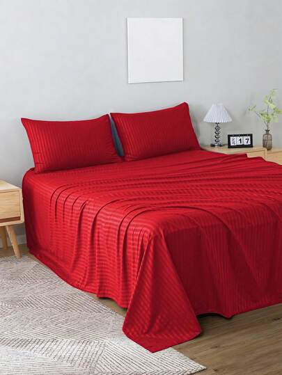 Juego De Sábanas 4 Piezas Para Cama Matrimonial Estilo Jacquard Rayada 3000 Hilos, No Se Destine Ni Se Encoge Fácilmente, Adecuado Para Dormitorio, Dormitorios Y Uso Doméstico (1 Forro, 1 Sábana/ 2 Fundas)