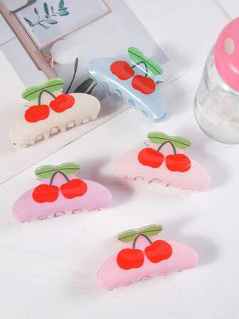 1 pieza Nuevo Clip de Cabello con Diseño de Cereza, Clip de Cabello de Color Caramelo, Clip de Cabello Dulce de Verano
