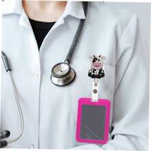 Porta Credencial Porttil Clip Retrctil Para Credencial De Empleado Tamao Compacto Con Clip De Cocodrilo Abs Metlico Diseo De Vaca Para Uso Mdico y Oficina - Múltiples + 6X3.5X2.5CM - Ver 6
