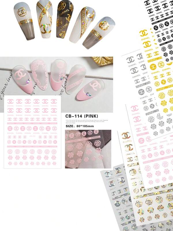 สติกเกอร์ติดเล็บ, สติกเกอร์นูน 3 มิติทำจากวัสดุ PET, โลโก้แบรนด์หรูสไตล์ยุโรปและอเมริกา, องค์ประกอบสไตล์ INS แฟชั่น, ติดและถอดง่ายโดยไม่ทำลายเล็บ, ติดทนนานและเรียบเนียน, เหมาะสำหรับทำเล็บมือ DIY ที่บ้านและใช้ในร้านเสริมสวยมืออาชีพ, สามารถจับคู่กับเจล, น้ำยาทาเล็บ, เล็บอะคริลิค, เครื่องประดับตกแต่งเพื่อเพิ่มความซับซ้อนโดยรวมของเล็บ, เหมาะสำหรับการเดินทางในชีวิตประจำวัน, เดท, ปาร์ตี้, การถ่ายภาพ, วันหยุดเช่นวันวาเลนไทน์, วันเกิด, คริสต์มาส, ปีใหม่และอื่นๆ