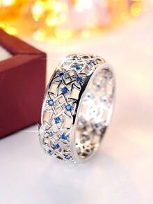 1 chiếc nhẫn tròn rỗng, kiểu dáng tối giản, đa năng, đính đá Cubic Zirconia. - nhẫn - Xem 7