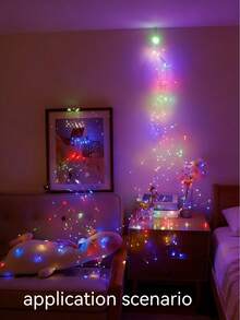 5米50颗LED灯串，电池供电，适用于婚礼、节日、卧室、派对、氛围营造、床头、房间装饰照明 - 彩色 - 查看 4