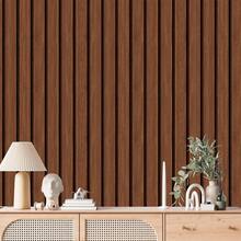 Adhesive Wallpaper With Ribbed Wood Pattern, Dark Brown, Medium Ribbed Pattern - Multicolored 31 - View 23