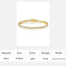 MDFUN 18K White Gold/Yellow Gold Plated 3.0 Cubic Zirconia Classic Tennis Bracelet, Unisex, 6-9 Inches - Gold - View 12