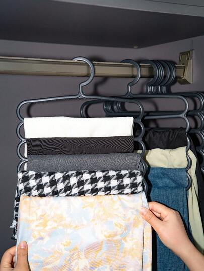 Een 5-laags multifunctioneel sjaalrek, jeansrek, garderobe-sjaal met stropdas, geschikt voor het opbergen van ondergoed, sokken, sjaals, stropdassen en dunne broeken (aanbevolen hanggewicht minder dan 1,5 kg)