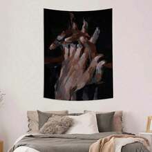 1pc Abstract Hand Print Tapestry, Suitable For Living Room, Bedroom, Office Wall Decor, Home Decor, Party Decoration, Rectangular Fabric Wall Hanging With Drape Effect, Comes With 2 Wall Nails And 2 Clips, Wall Tapestry - Multicolor - View 3