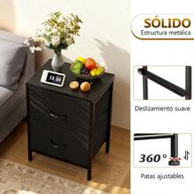 Office Furniture SetBuros para recamara Burós Mesa de Noche con 2 cajones Organizador de Tela para vestidor para Dormitorio Armario Pasillo guardería Mesa Auxiliar Mueble Lateral Negro - negro - Ver 6