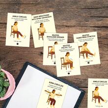 21pcs Chair Yoga Guide Cards Set, Basic Yoga Practice Cards, Yoga Poses Illustrated Step-By-Step Guide, Suitable For Beginners And Elderly, Gentle Movement Stretching Teaching Cards - Multicolor - View 6