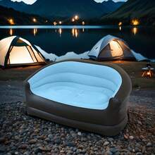 双人充气沙发，户外便携式充气沙发，休闲舒适沙发，可折叠，适合露营、徒步旅行和居家使用。