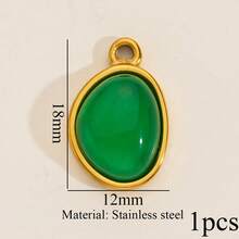 1件不锈钢18K镀金复古水滴形、方形、太阳形、绿松石形、虎眼石形等吊坠，手工DIY手链项链饰品配件，日常佩戴