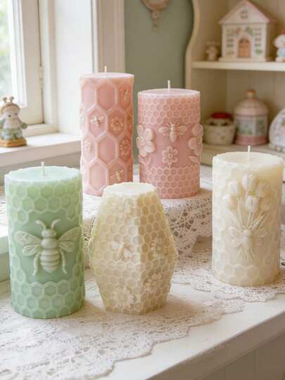 1pc Delicate Bee Cell Candle Mold - Fine Details/Reusable For Candle/Gypsum, Birthday/Mother's Day/All-Occasion Gifts Silicone Mold