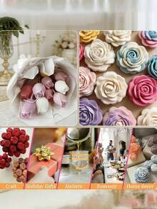 6件套甜美多花硅胶模具套装 - 可用于制作蛋糕/树脂/肥皂等，适合各种场合（圣诞节/婚礼/情人节）的礼品硅胶模具 - 白色 - 查看 3