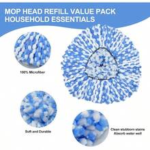 Spin Mop Replace, Base, Mop Handle OCedar EasyWring 1 System, Include 2 Microfiber Mop, 1 Sturdy Iron 30 - 58 Inch Mop Handle, 1 Scrubber, 1 Spin Base - 2 đầu lau màu xanh dương + 1 bộ cán lau + 1 đế + 2 chổi - Xem 4