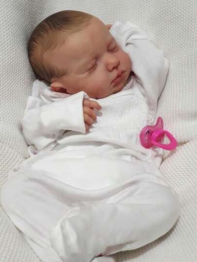 High Quality 50cm Reborn Baby Doll LouLou, Full Vinyl Body 3D Hand-Painted Skin With Clearly Visible Veins, Realistic And Detailed Hand-Painted Hair, Handmade Artistic Girl Doll, Just Like A Real Baby, A Great Gift For Your Kids
