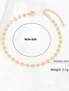 1pc Fashionable Stainless Steel Gold Sunflower Decor Bracelet, Unisex, Can Be Used As Bracelet Accessory