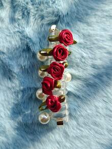 1个仿珍珠编织螺旋发圈 - 高马尾和泡泡辫工具，电话线发饰，女士发圈，发饰，马尾辫发圈，发绳，发圈头饰