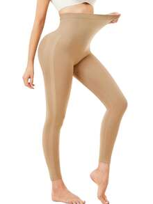 Leggings de compresión para mujer, ropa interior moldeadora con control de abdomen y levantamiento de glúteos, pantalones de cintura alta, moldeador de Body sin costuras - Albaricoque - Ver 2