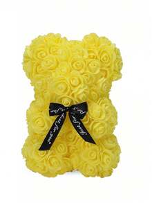 1只25厘米浪漫玫瑰泰迪熊，玫瑰毛绒熊，花朵泰迪熊，适合作为生日、周年纪念日或情人节礼物送给妈妈、朋友，也适合作为毕业或周年纪念礼物。
