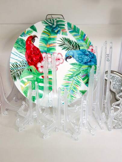 Adjustable Height Plastic Photo Frame Stands, Art Plate Display Racks, Place Card Holders, Display Easels And Seating Area - Sturdy Tabletop Display Stands For Holding Photos, Plates, Business Cards, Suitable For Weddings And Birthday Parties