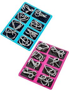 24片/8片金属拼图玩具，儿童益智玩具，开启亲子互动游戏，锻炼儿童思维能力，提升动手能力，完美的儿童生日教育礼物。游戏、拼图、脑筋急转弯、颜色游戏、益智游戏、磁性象棋游戏、圣诞礼物 - 彩色 - 查看 19