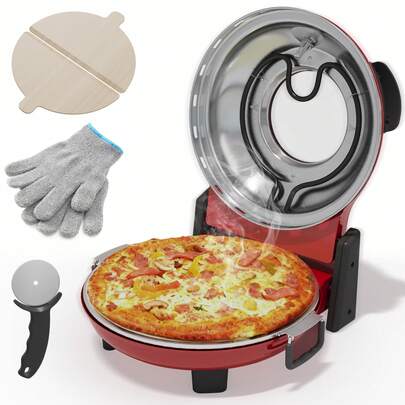 Pizza Oven Indoor Outdoor: Heats Up To 770℉, Up To 12" Electric Countertop Pizza Maker With Viewing Window, Dual Temp Control Knob, Portable Pizza Cooker Warmer, Pizza Stone, Pizza Peel