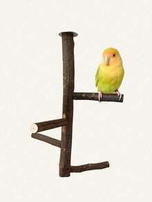 1个木制旋转鹦鹉架栖架笼配件，适用于鸟类 - 棕色 - 查看 10