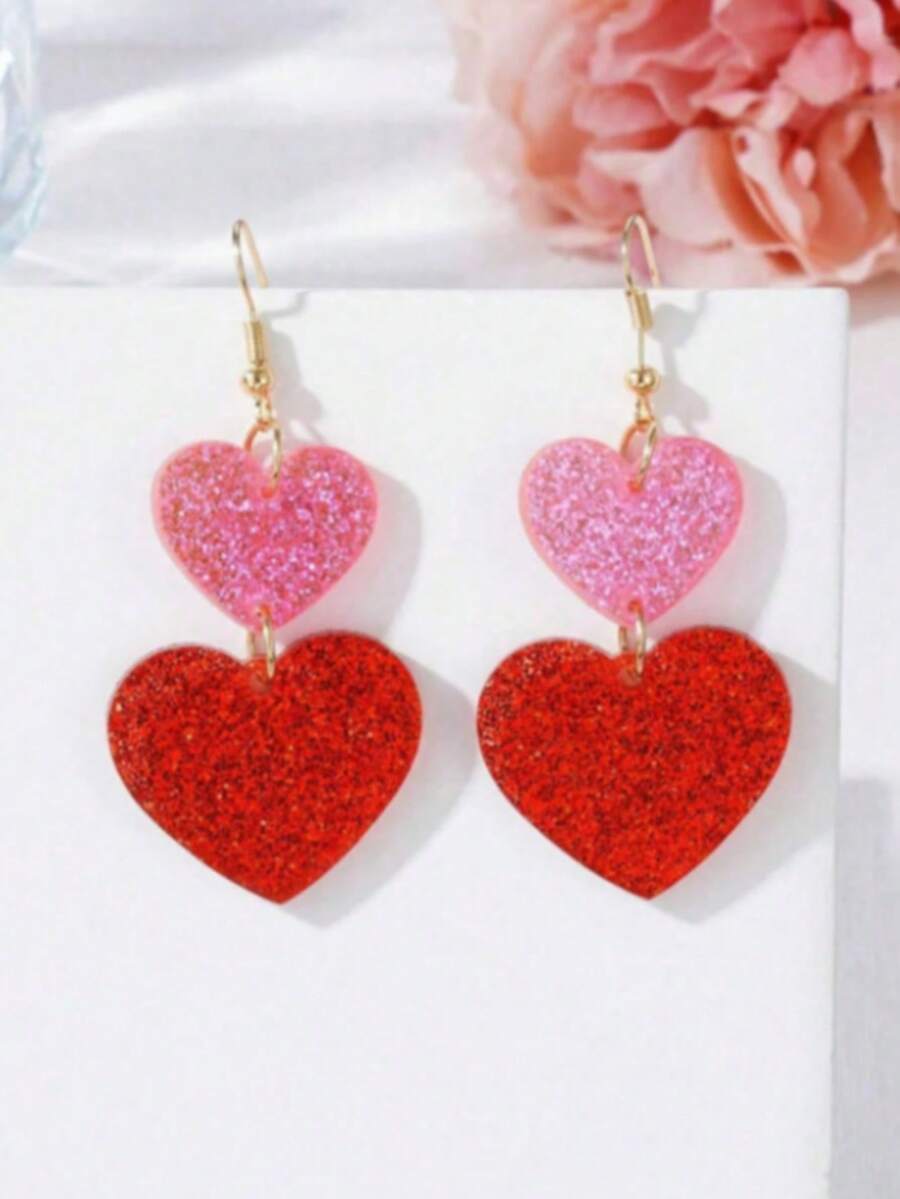 زوج من أقراط قلب أكريليك عصرية للنساء، بأسعار معقولة وأنيقة، هدية مثالية للأم، عيد الأم