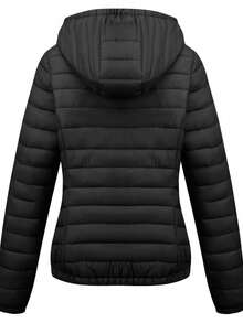 Women's Minimalist Hooded Down Jacket With Pockets, Suitable For Spring, Autumn And Winter - Black - View 9