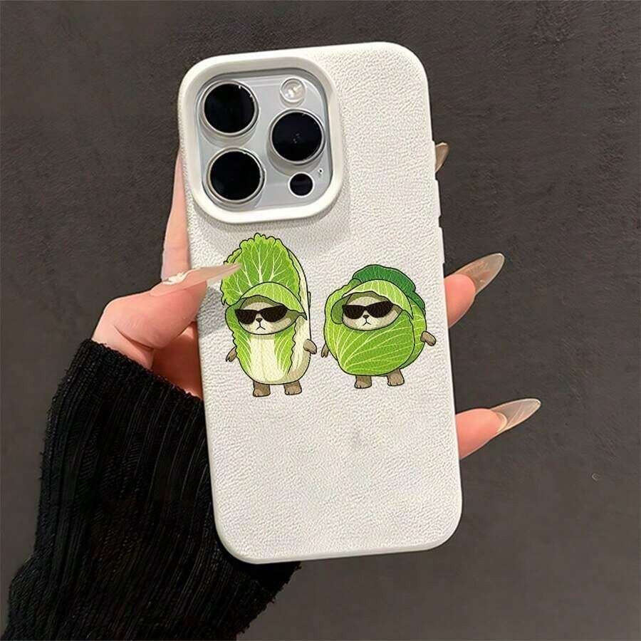 Funda para teléfono: Diseño de moda con gafas de dibujos animados y patrón de repollo y lichi, compatible con Apple 17/16 Pro Max/16 Plus/16/16 Pro/15 Pro Max/15 Pro/15 Plus/15/14/14 Plus/14 Pro/14 Pro Max/13/13 Pro/13 Pro Max/12/12 Pro/12 Pro Max/11/11 Pro/11 Pro Max - Color mezclado 1-1051 - Ver 1