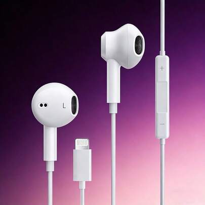 Lightning Port Wired Earphones - High-Fidelity Sound Quality, Built-In Microphone And Remote Control, Compatible With IPad And Other Apple Devices With Lightning Port, Plug And Play, Suitable For IPhone 14/13/12/11/XR/XS/X/8/SE/Pro/Pro Max, Supports All IOS Systems, Noise Cancellation, In-Ear Headphones
