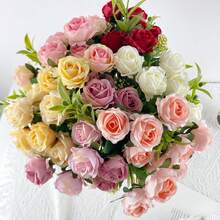 Hot Factory Direct Valentine's Day 10 Heads Korean Style Fresh Rose Artificial Flowers Home Decoration Wedding Photography Outdoor Camping Display