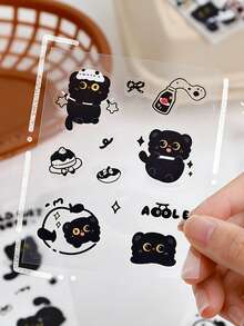 Black Kitten Sticker, Ins-Style Transparent PET Waterproof Sticker, Cute DIY Journal Sticker, Mobile Phone And Water Cup Decal Material Sticker,Stickers Aesthetic, Graffiti Sticker, Making It A Perfect Decoration For Birthday Or Christmas Gifts, Party Favors, And A Must-Have For DIY Craft Projects. - Multicolor - View 4